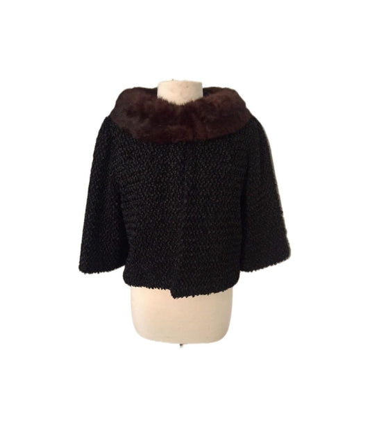 Vintage 1960s Short Coat with Mink Fur Collar