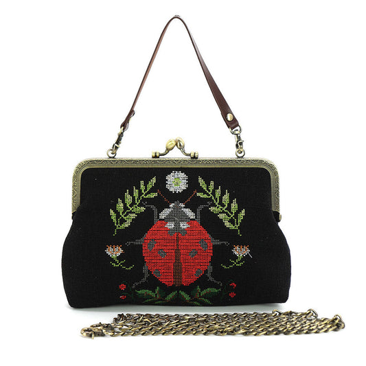 Ladybug Vintage-Inspired Kisslock Handbag