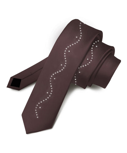 Vittorio Farina Men's Satin Skinny Necktie with Rhinestones