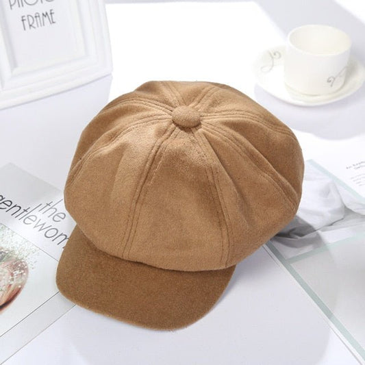 New Women Woolen Newsboy Hat