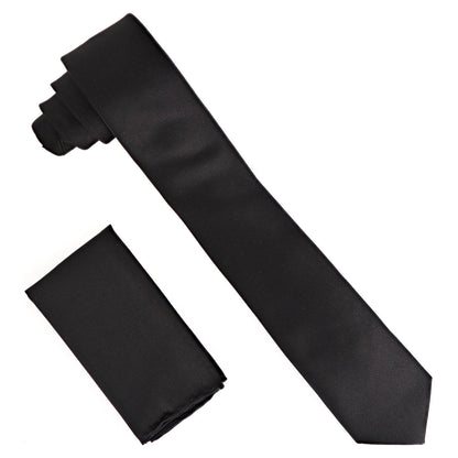 Vittorio Farina Men's Satin Skinny Necktie & Pocket Square