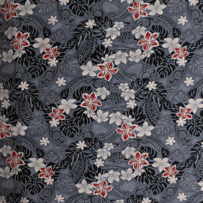 Traditional Polynesian Tattoo Plumeria Tiare Design Peachskin Fabric | Islands Fabric
