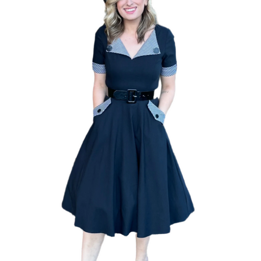 Vintage Style Black & Plaid Circle Dress