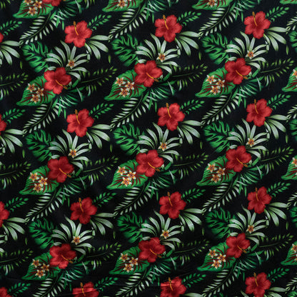 Hibiscus Plumeria Tropical Leaves All Over Design Cotton Fabric | Islands Fabric