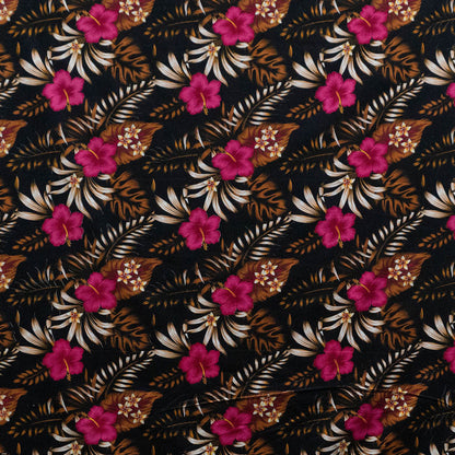 Hibiscus Plumeria Tropical Leaves All Over Design Cotton Fabric | Islands Fabric