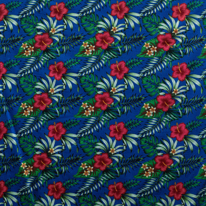 Hibiscus Plumeria Tropical Leaves All Over Design Cotton Fabric | Islands Fabric
