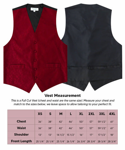 Vittorio Farina Men's Woven Paisley Vest, Necktie, Bow Tie and Pocket Square Set (Black Back)