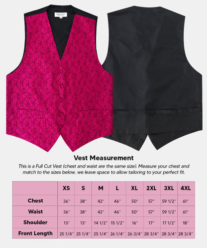 Vittorio Farina Men's Woven Paisley Vest, Necktie, Bow Tie and Pocket Square Set (Black Back)