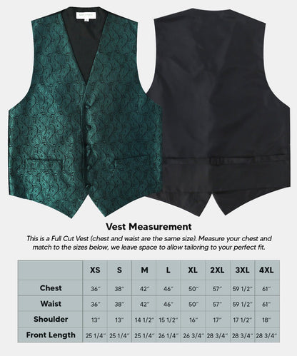 Vittorio Farina Men's Woven Paisley Vest, Necktie, Bow Tie and Pocket Square Set (Black Back)