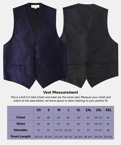 Vittorio Farina Men's Woven Paisley Vest, Necktie, Bow Tie and Pocket Square Set (Black Back)
