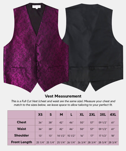 Vittorio Farina Men's Woven Paisley Vest, Necktie, Bow Tie and Pocket Square Set (Black Back)