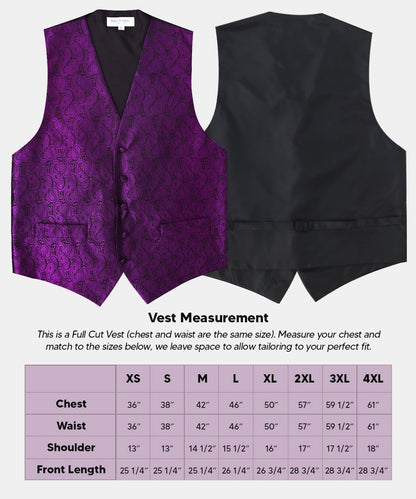 Vittorio Farina Men's Woven Paisley Vest, Necktie, Bow Tie and Pocket Square Set (Black Back)